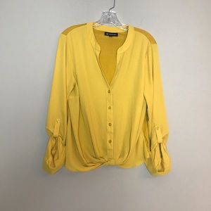 INC Long Sleeve Mustard Gold Top NWT